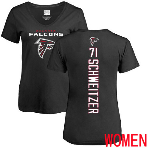 Atlanta Falcons Black Women Wes Schweitzer Backer NFL Football #71 T Shirt